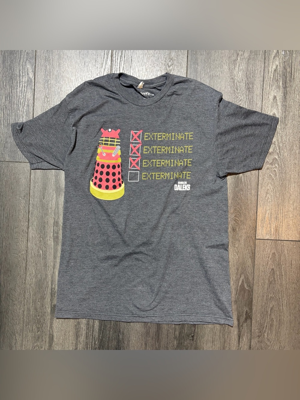Doctor Who Dalek Exterminate Slim Fit T-Shirt Gray Women’s Size Large